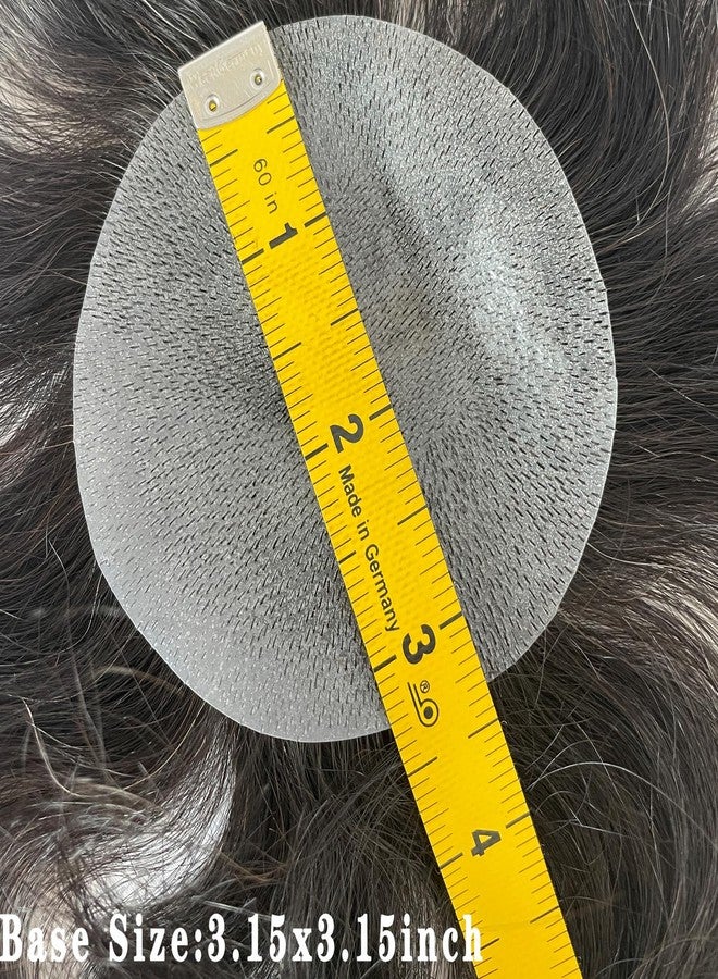 Voloria Bald Spot Hair Patch Toupee for Men 3.15x3.15inches Full PU Skin Base Cover-up Human Hair Topper Replacement Systems Hairpiece (1B Black Mixed 20% Grey Color) - Image 5